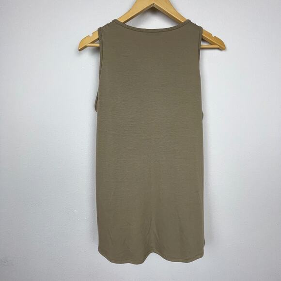 B'Leev Taupe Beaded Bib Neckline Tank XL Y2K Sleeveless Tunic Top - Picture 2 of 7